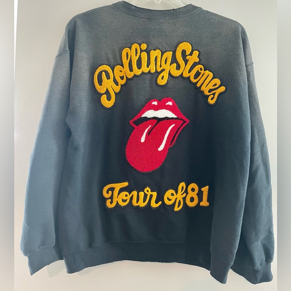 Madeworn Rolling Stones Patch Distressed Sweatshirt